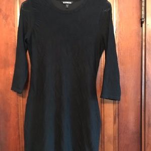 Express 3/4 sleeve bodycon little black dress